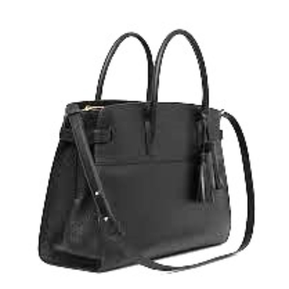 CUYANA Black Italian Leather WORK SATCHEL BAG - Picture 6 of 14